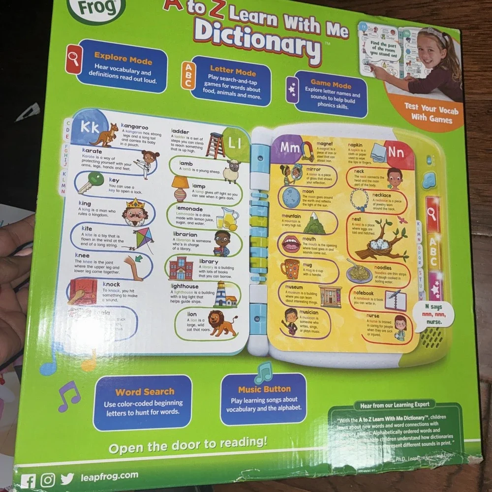 LeapFrog A to Z Learn with Me Dictionary Ages 3+ Vocabulary Alphabet Phonics New